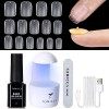 TOMICCA Capsule Americaine Ongle-Pose Americaine Ongle Kit, 500 PCS Capsules Ongle Ballerine Long,Portable Lampe UV Ongle Et 