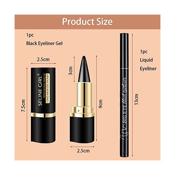 Waterproof Gel Eyeliner,Crayon Gel Effet Tatouage Yeux,Gel Stylo Eyeliner Noir,Eyeliner,Crayon Yeux Waterproof,Eyeliner Water