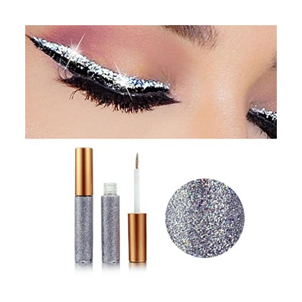 Eyeliner Scintillant Eyeliner Liquide Métallique Brillant Eyeliner Étoilé Étoilé Étoilé Gris Cosmétique 5 Ml, Eye-liner Aux P