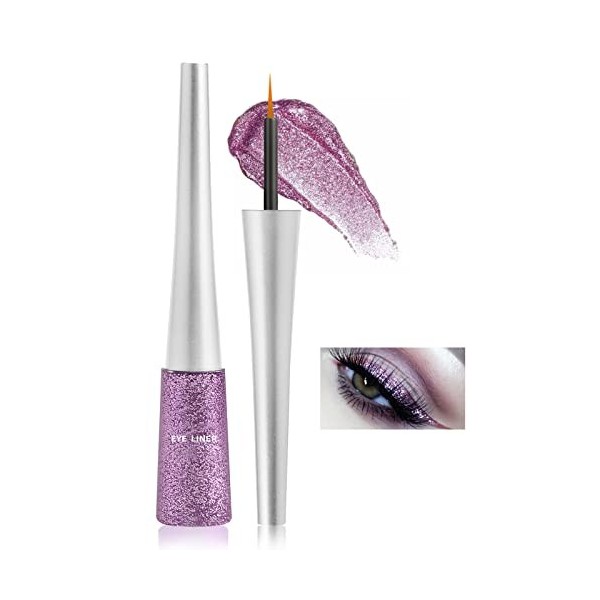 Boobeen Colorful Glitter Eyeliner Liquid Shimmer Eyeliner Waterproof Metallic Eyeliner Smudge-Proof Convient aux femmes, 1 Pc