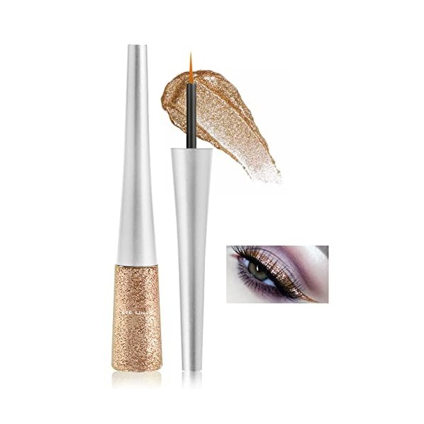 Boobeen Colorful Glitter Eyeliner Liquid Shimmer Eyeliner Waterproof Metallic Eyeliner Smudge-Proof Convient aux femmes, 1 Pc