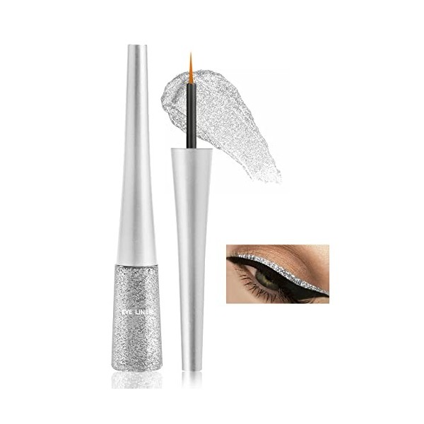 Boobeen Colorful Glitter Eyeliner Liquid Shimmer Eyeliner Waterproof Metallic Eyeliner Smudge-Proof Convient aux femmes, 1 Pc