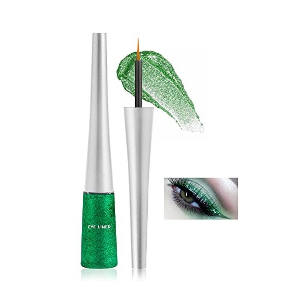 Boobeen Colorful Glitter Eyeliner Liquid Shimmer Eyeliner Waterproof Metallic Eyeliner Smudge-Proof Convient aux femmes, 1 Pc