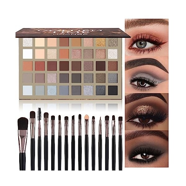 UCANBE Palette Maquillage Yeux 40 Couleurs Avec 15 Pinceaux - Fard à Paupières Shimmer Matte Hautement Pigmentées - Ombre a P