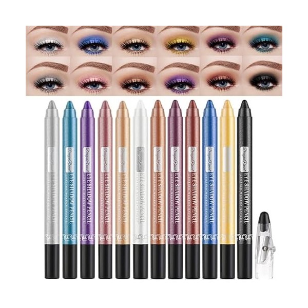 MKNZOME Crayon à Paupières, 6 Couleurs Étanche Fard a Paupiere Stick Bâton de Fard à Paupières Eyeshadow Stick Longue Durée M