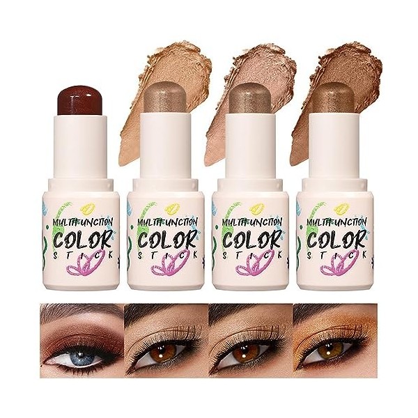 MKNZOME Crayon à Paupières, 6 Couleurs Étanche Fard a Paupiere Stick Bâton de Fard à Paupières Eyeshadow Stick Longue Durée M