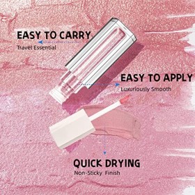 Fard à paupières liquide pailleté – Surligneur liquide rose – Fard à paupières imperméable longue durée pour le jour comme la