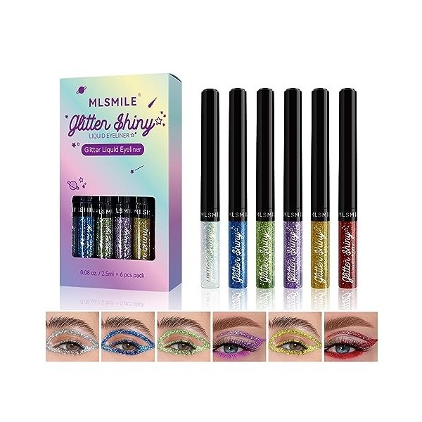 Kit de fard à paupières Liquid Glitter,6stylos Eyeliner Metallic Glitter, Stick de fard à paupières liquide Glitter, ensemble