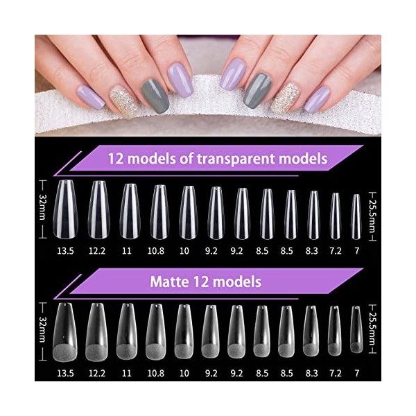 MOOING Capsule Americaine Ongle Kit, 504 Pcs Américaines Faux Ongles, 11Tailles Kit Pose Americaine Ongles,Pose Americaine On