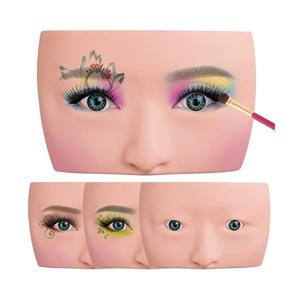 WBCBEC 1 planche 3D réaliste pour lentraînement du maquillage, fard à paupières, eyeliner, sourcils, cils, visage et peau, p