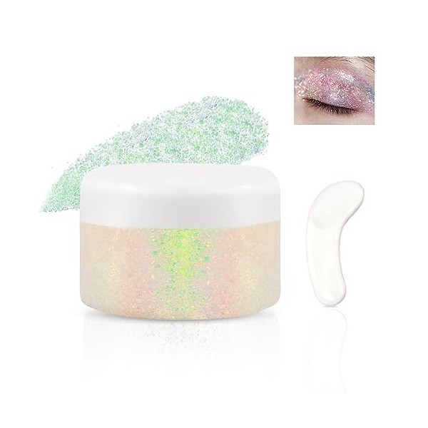 Boobeen Crème pailletée pour le corps et le visage, Ombre à paupières liquide à séchage rapide, Maquillage pailleté longue du