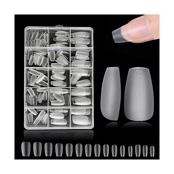 Ongles Americain, ZAHRVIA 420 Pièces Pose Carré Court Faux Ongles en Gel, 12 Tailles Différentes Artificiel Capsules Conseils