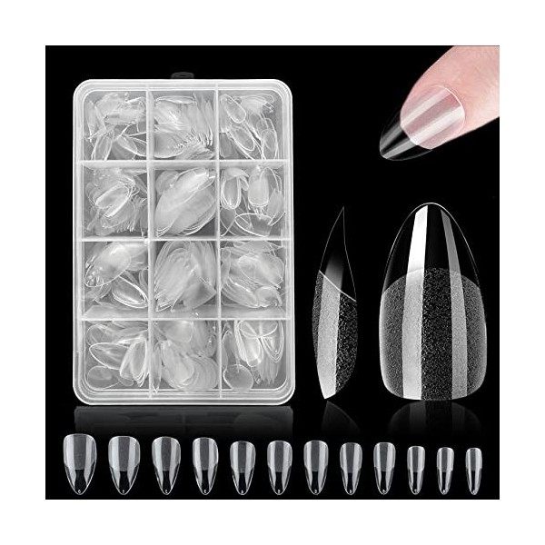 Ongles Americain, ZAHRVIA 420 Pièces Pose Carré Court Faux Ongles en Gel, 12 Tailles Différentes Artificiel Capsules Conseils