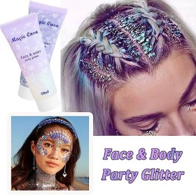 TBeautfave Paillettes holographiques ultra fines pour le visage, paillettes scintillantes pour le corps, lotion de fête, fard