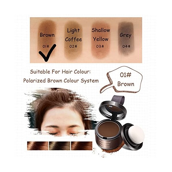 Instantly Hair Line Shadow Poudre de racine pour retouches de racines pour cheveux bruns, ombre à paupières, sourcils, barbe,