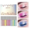 RoseFlower 12Pcs Glitter Liquid Eyeshadow Set, Metallic Shimmer EyeShadow Makeup Kit, pour Créer Des Paillettes Métalliques D
