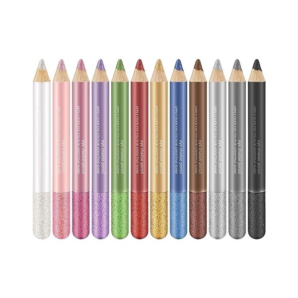 Boobeen Eyeliner pailleté - 12 crayons à paupières colorés en crème et ombres à paupières, stylo de maquillage longue durée p