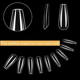 ASENTER Ballerine Faux Ongles et Capsules Americaine 500 Pièces 10 tailles Différentes, Acrylique Ongles Avec Boîte Transpare