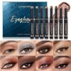 Lot de 8 stylos à paupières nacrés haute performance 3 en 1 : vers à soie, fard à paupières, eye-liner et kajal, finition bri