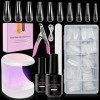 Capsule Americaine Ongle Kit, AISEELY Faux Ongles Capsule Ongle Transparents, 500 Capsules Artificiels Avec Lampe LED et Coll