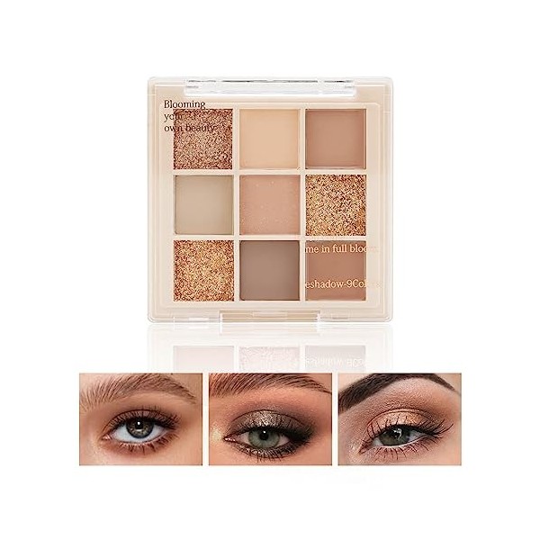 Boobeen Palette dombres à paupières nude - Maquillage mat et scintillant, poudre dombre à paupières crémeuse hautement pigm