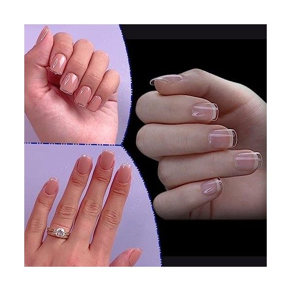 552 Pièces Carré Capsule Americaine Ongle Extra Court, XXS Kit Pose Americaine Ongles, 12 Tailles Faux Ongles Transparent, Co