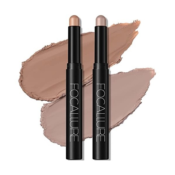 2 Pcs Bâton de fard à paupières chatoyant,mat Cream Eyeshadow Stick,les yeux étincelant mat, maquillage pour les yeux fard à 