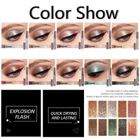 Domality Set Dombres à Paupières Liquides 10 Couleurs Diamond Glitter, Kit de Maquillage Pour les Yeux Hautement Pigmenté, L