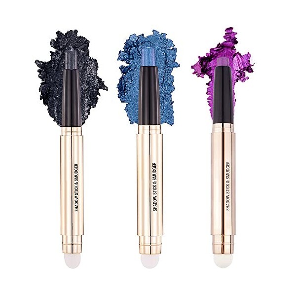 Crayon ombre à paupières 2 en 1 noir – Crème scintillante lisse à paillettes pour maquillage des yeux/ombre à paupières water