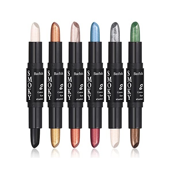 Kit 6 Fards à paupières, Ombre à Paupières Stylo Longue Tenue Waterproof - Ombre crème Stick Ombre à Paupières Makeup Mattes 