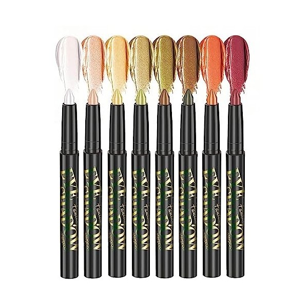 Joyeee Crayon Fard à Paupières, Lot de 8 Fard à Paupières Pailleté, Eyeshadow Stick, Longue durée et imperméable, Fard à Paup