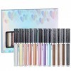 Lot de 12 ombres à paupières liquides à paillettes, 12 couleurs étincelantes, fard à paupières métallique scintillant, longue