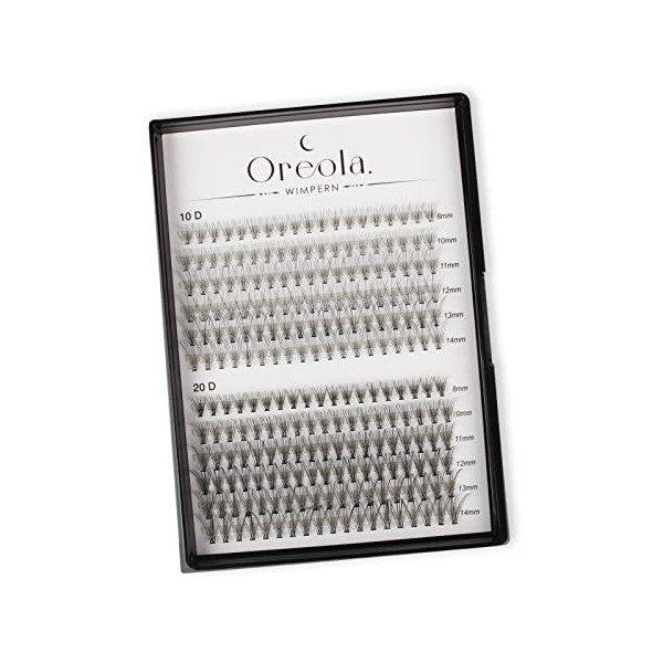 Oreola Cluster Lashes Extensions 0.1C 10D 20D Mixte 9-14mm Cils Individuels Grappe de Faux Cils Naturels, Ensemble de Cils In