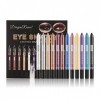 RoseFlower Lot de 12 Bâtons de Fard à Paupières, paillettes nacrées Stylo surligneur Crayon pour les yeux Eyeliner Ensemble d