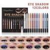 RoseFlower Lot de 12 Bâtons de Fard à Paupières, paillettes nacrées Stylo surligneur Crayon pour les yeux Eyeliner Ensemble d