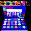 CEASELESLY Maquillage arc en ciel,Palette Fards à Paupières Glow in Dark-Neon Luminous Glitter 24 Couleurs,Pigmented UV Glow 