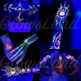 Peinture à la lumière noire, maquillage&nbsp;fluorescent&nbsp;uv, peinture noire brillante, peinture visage brillante fard à paupières 