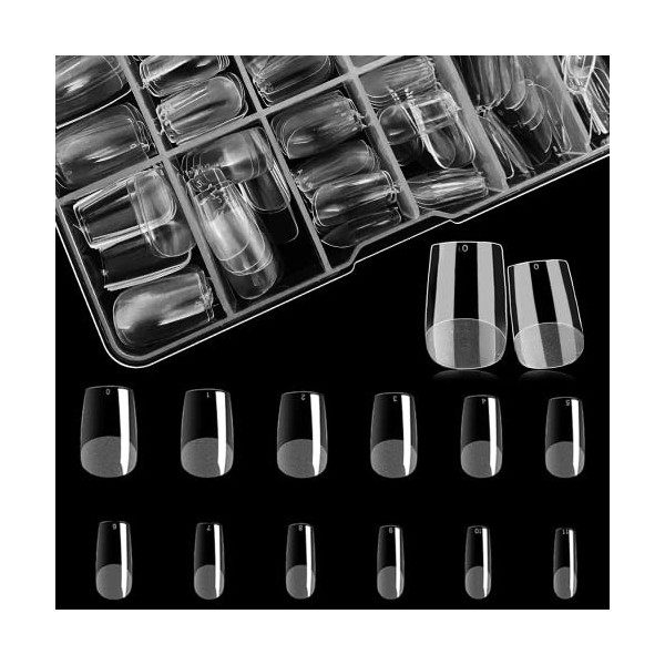 INTOBAS 240 Pcs Capsule Americaine Ongle Carrés,Faux Ongles Court,Capsule Gel x Pose Americaine,Artificiel Faux Ongle Pose Am