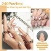 INTOBAS 240 Pcs Capsule Americaine Ongle Carrés,Faux Ongles Court,Capsule Gel x Pose Americaine,Artificiel Faux Ongle Pose Am