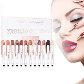 12Pcs Ensembles de Bâtons de Fard à Paupières, Pakivs Crayon de Fard à Paupières Mat et Nacré Imperméable Crayon de Fard à Pa