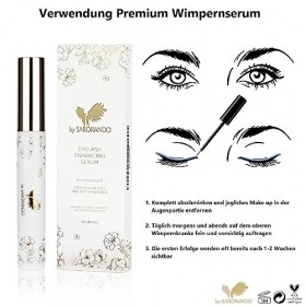 Korean skincare by SABORANDO Premium Sérum pour cils sans hormones, sérum pour cils et sourcils, 55% de croissance et de volu