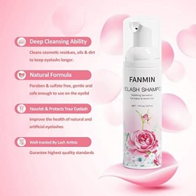 Shampoing et brosse pour extensions de cils + baguette de mascara, nettoyant moussant pour salon professionnel et soins à dom