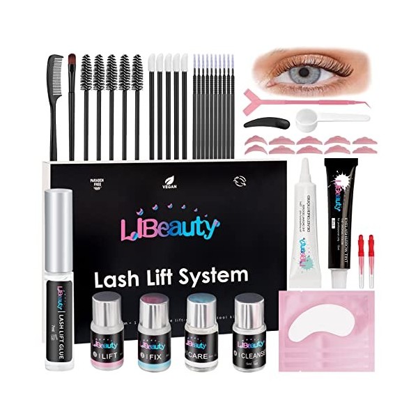 Libeauty Kit 2 en 1 Rehaussement de cils et teinture de cils - Marron pour cils bouclés et cils plus foncés