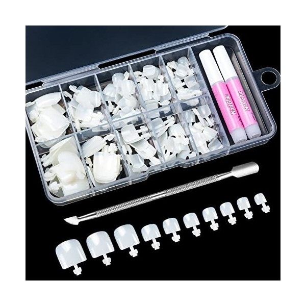 100 Pièces Faux Ongles Pied avec Colle, Capsules Ongles Pied Tips Ongles Court Fake Nails Pied Pour Le Nail Art