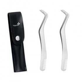 Esteopt Lot de 2 pinces à cils - En acier inoxydable - Pour extensions de cils - Pour extensions de cils - Professionnels