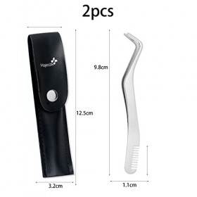 Esteopt Lot de 2 pinces à cils - En acier inoxydable - Pour extensions de cils - Pour extensions de cils - Professionnels