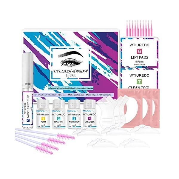 Kit Rehaussement de Cils et Sourcils 2 en 1, Lash Lift Kit Brow Lift Kit Sourcil pour Maison Salon, Eyelash&Brow Lamination K