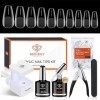 modelones Capsule Americaine Ongle, Pose Americaine Ongle Kit, 500 Pose Americaine Capsules Ongles,Primer Ongle, Mini Lampe e