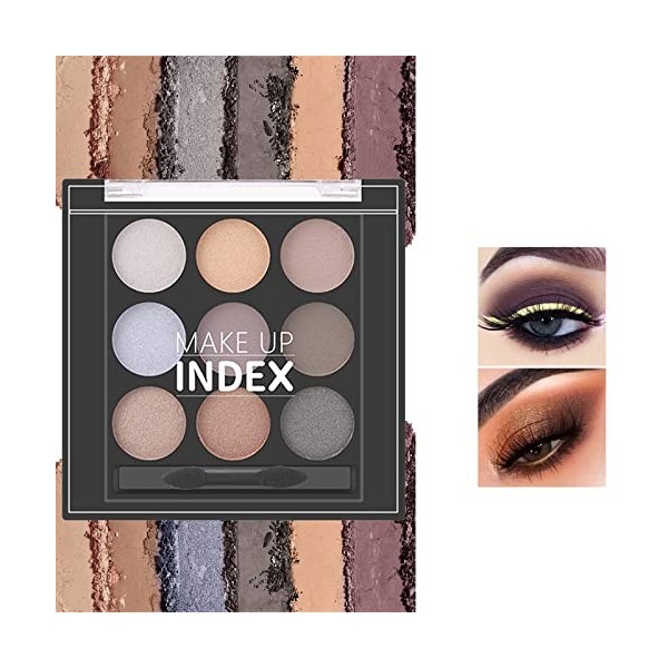 Palette à Paupière, 9 Couleurs de Fards à Paupières Mats Chatoyants, Palette Maquillage Yeux Nude Neutre, Eye Shadows Brun Ha