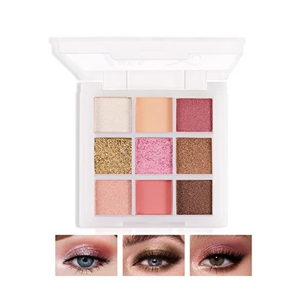 Boobeen 9 Colors Eyeshadow Palette, Rich Colors, Creamy, Blendable with Matte Shimmer Glitter Eye Shadow Powder for Eye Makeu
